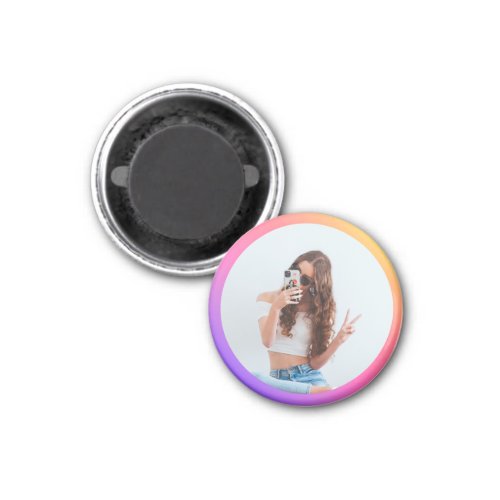 Your Photo Social Media Style Gradient Circle Magnet