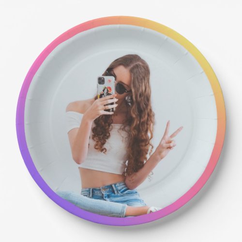 Your Photo Social Media Style Gradient Circle Paper Plates