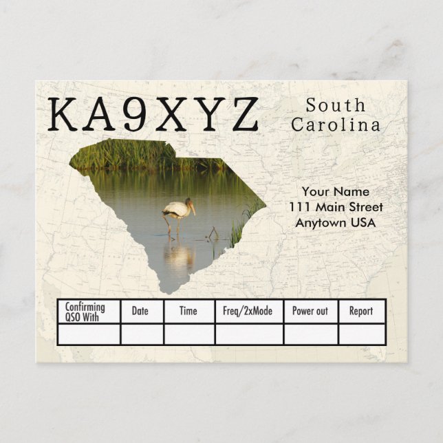 Your Photo South Carolina Shaped Cutout Custom QSL Postcard (Front)