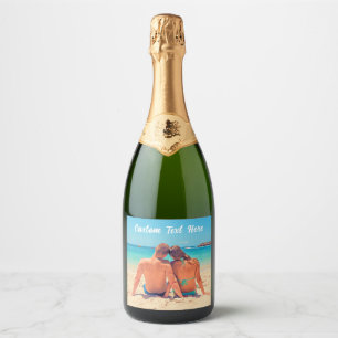 Your Photo Sparkling Wine Labels with Custom Text
