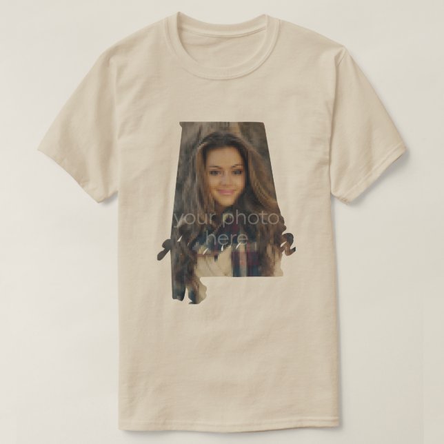 YOUR PHOTO State Of Alabama Shape T-shirt (Design Front)