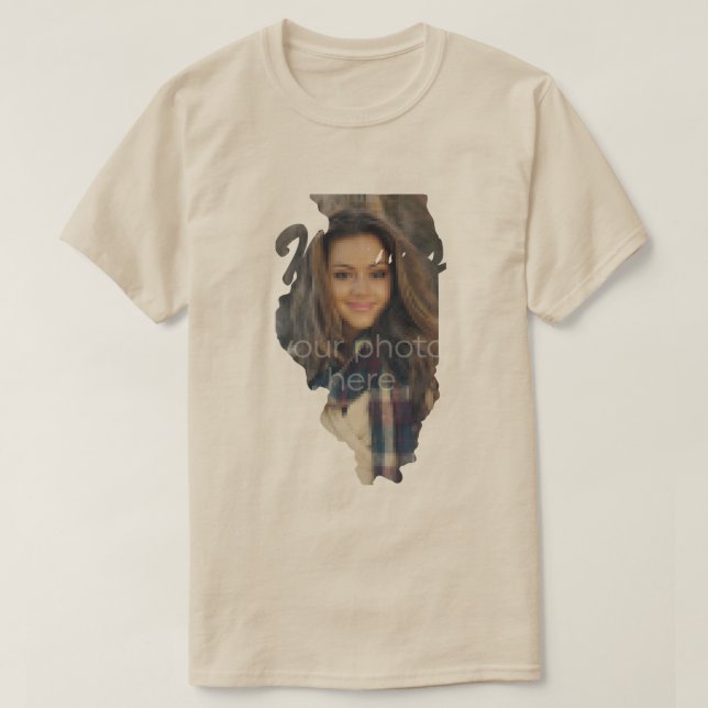 YOUR PHOTO State Of Illinois Shape T-shirt (Design Front)