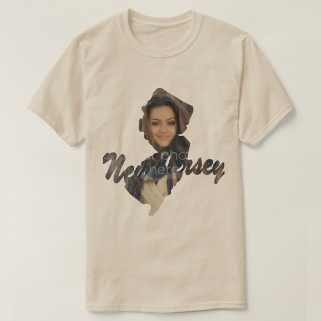 YOUR PHOTO State Of New Jersey Shape T-shirt (Design Front)