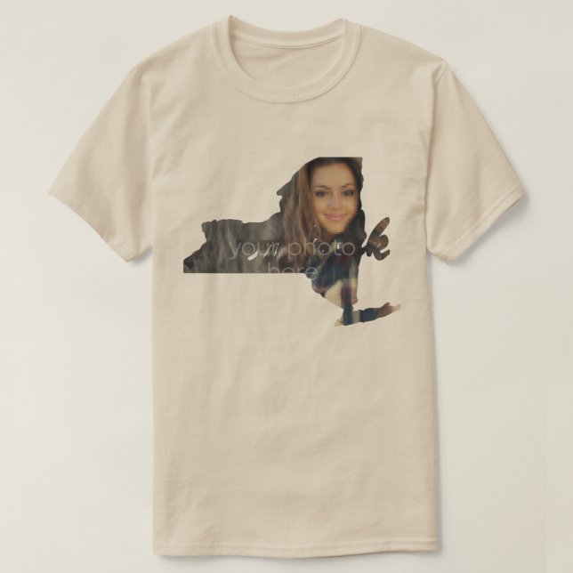YOUR PHOTO State Of New York Shape T-shirt (Design Front)