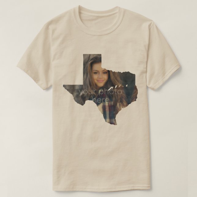 YOUR PHOTO State Of Texas Shape T-shirt (Design Front)