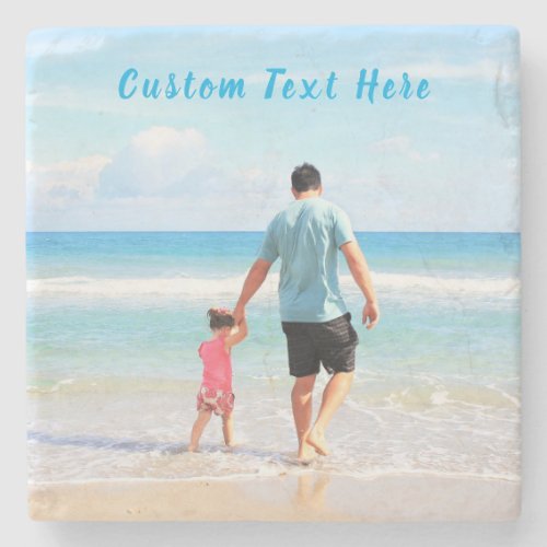 Your Photo Stone Coaster Gift with Custom Text