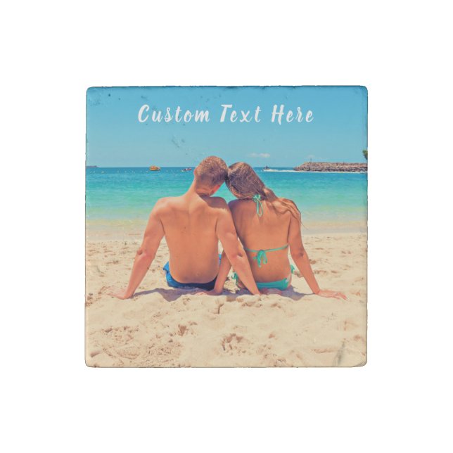 Your Photo Stone Magnet with Custom Text (Front)