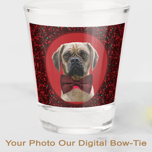 YOUR PHOTO Stylish Christmas Pet for Dog Lover Mom Shot Glass (Creator Uploaded)