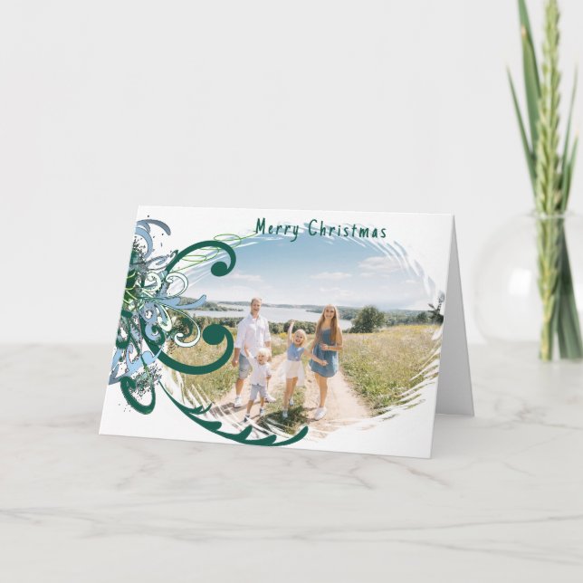 YOur Photo Swirly Paint Splat... - Holiday Card (Front)