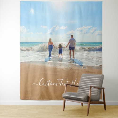 Your Photo Tapestry with Custom Text Personalized