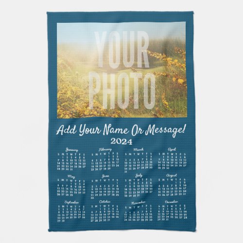 Your Photo Tea Towel 2022 Calendar Blue
