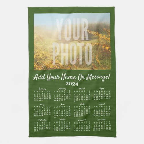 Your Photo Tea Towel 2022 Calendar Green