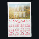 Your Photo Tea Towel Calendar<br><div class="desc">Personalize this 2026 tea towel calendar with your photo and name or message. A fun way to decorate your kitchen. Text in red.</div>