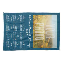 Your Photo Tea Towel Calendar Blue