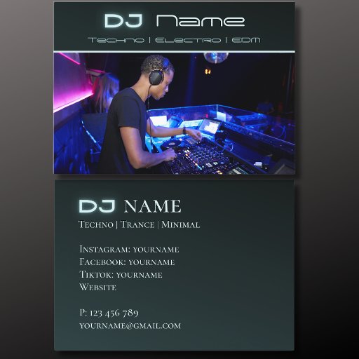 Customizable Your photo techno music DJ Business Card