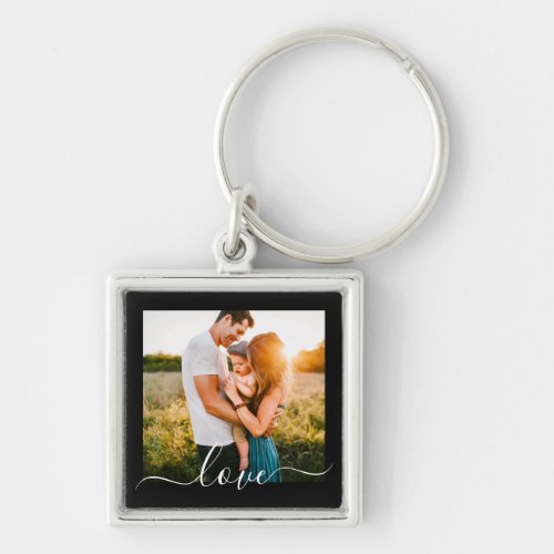 Your Photo Template Cursive Love Metal Keychain