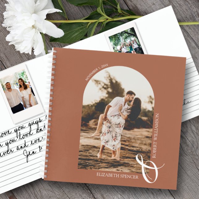 Your Photo Terracotta Wedding Guest Book (Change the pages to any of the styles available. LOTS of colors in our collection.)
