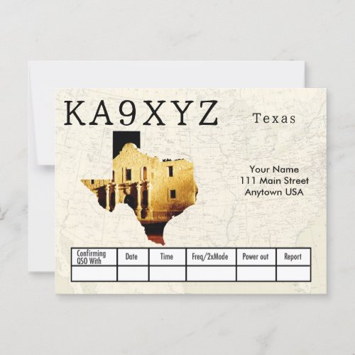 Your Photo Texas Shaped Cutout Custom QSL Postcard