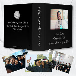 Your Photo, Text and Colors Graduation Photo Album 3 Ring Binder