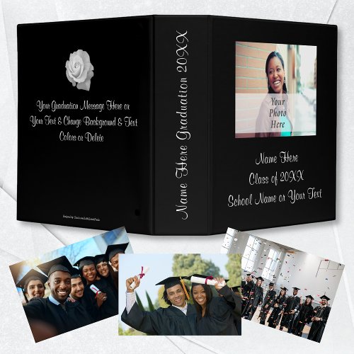 Your Photo Text and Colors Graduation Photo Album 3 Ring Binder