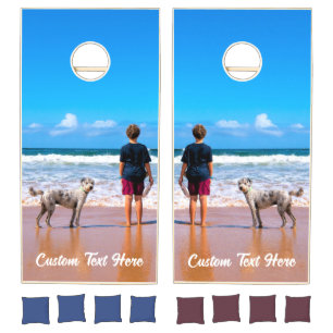 Your Photo Text Cornhole Set with Custom Text