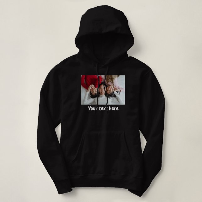 Your Photo Text, Custom Personalized Photo Text Hoodie (Design Front)
