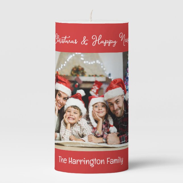 YOUR Photo & Text custom Pillar Candle (Front)