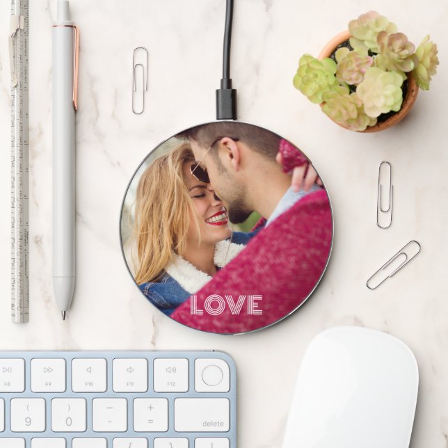 YOUR Photo & Text custom Wireless Charger (Desk)
