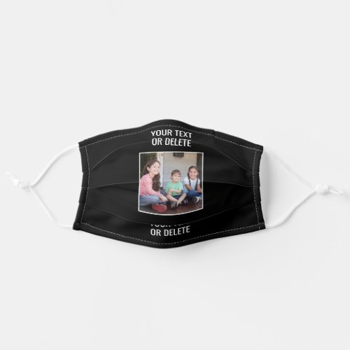 Your Photo  Text  Quote Black White Modern Cute Adult Cloth Face Mask