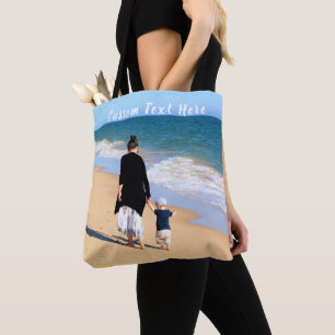 Your Photo Tote Bag Ywith Custom Text
