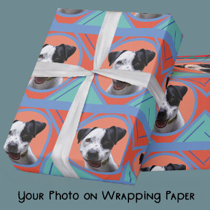 Your Photo Traditional Aztec Colors Blue-Turquoise Wrapping Paper