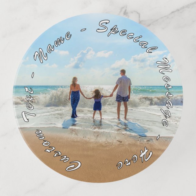 Your Photo Trinket Tray Gift with Custom Text Name (Front)