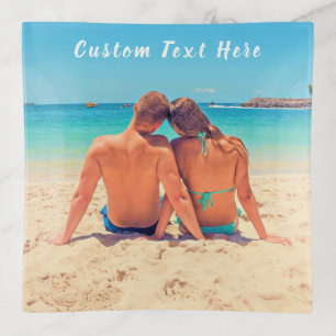 Your Photo Trinket Tray with Custom Text Name