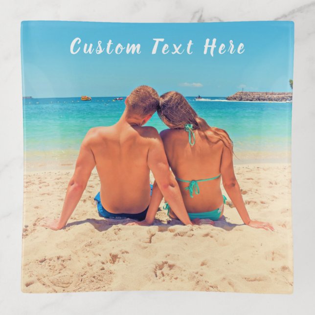 Your Photo Trinket Tray with Custom Text Name (Front)