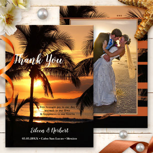 Your Photo Tropcial Sunset Beach Thank You Card
