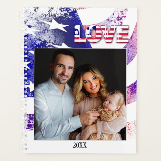 Your Photo USA Flag Patriot Planner (Front)