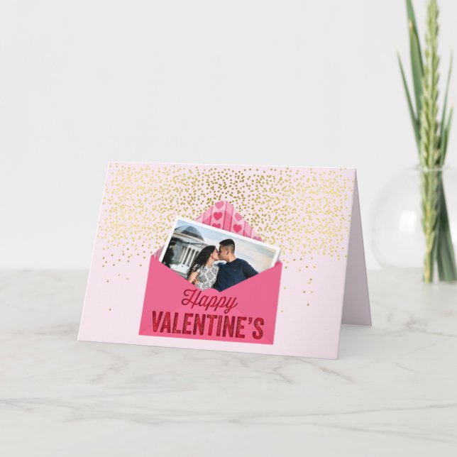 YOUR photo Valentine's Day First Kiss For Her Card (Front)