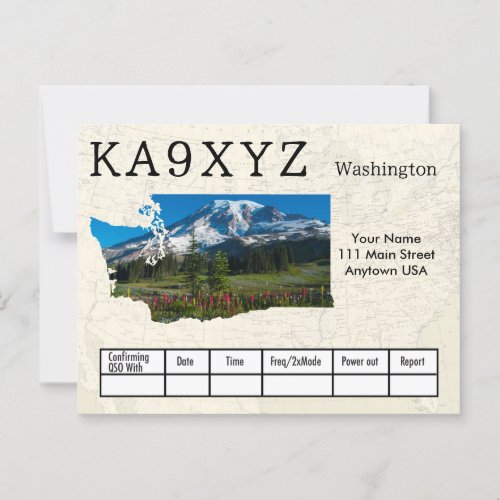 Your Photo Washington Shaped Cutout Custom QSL Postcard