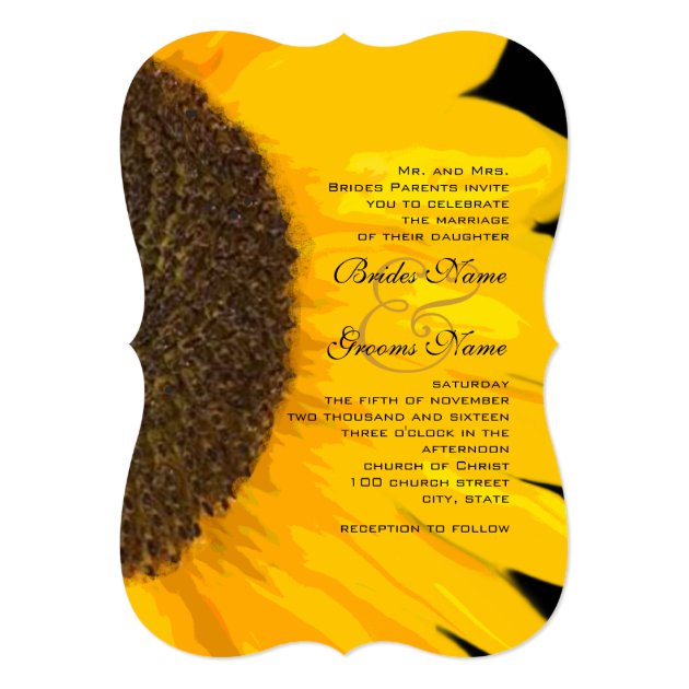 Your Photo Wedding Invitation With Sunflower