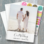 Your Photo Wedding  Planner<br><div class="desc">Wedding planner with your favorite photo on the front personalized with your details in chic lettering. Planner includes monthly and weekly layouts,  12 months,  60 pages with laminated SOFT or HARD front and back covers.</div>