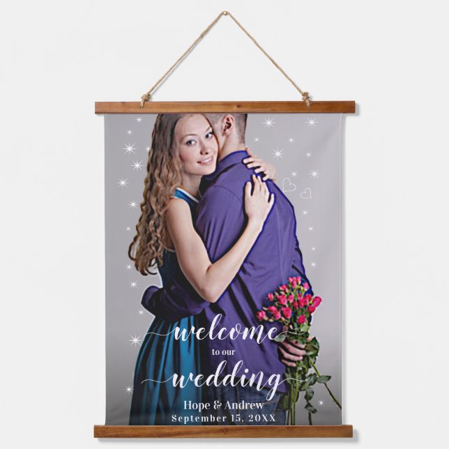 Your Photo Wedding Seating Chart and Welcome Wall Hanging Tapestry (Front)