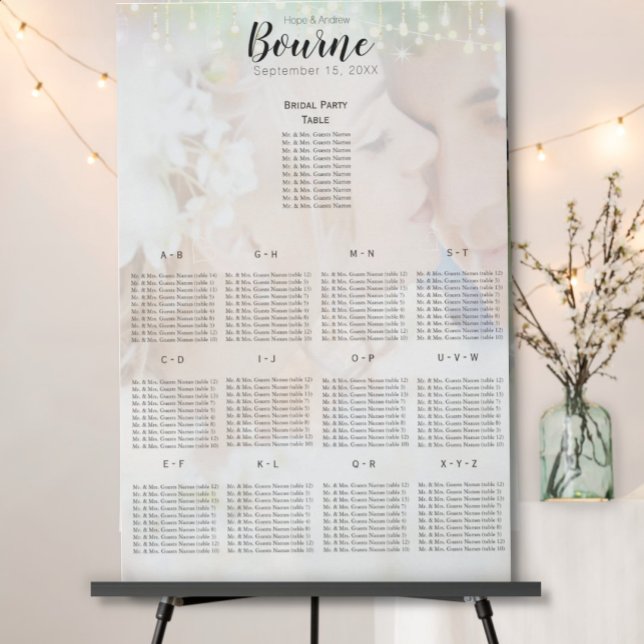 Your Photo Wedding Seating Chart Faux Canvas Print (Creator Uploaded)