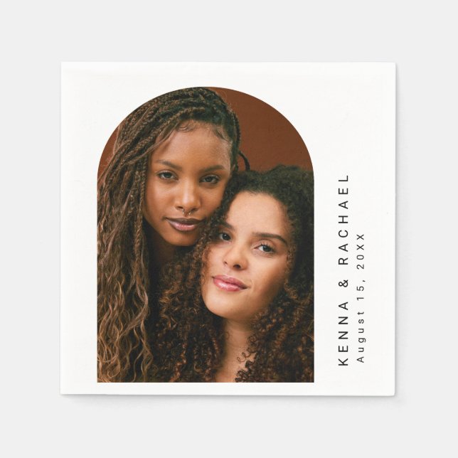 Your Photo Wedding Two Brides LGBTQ Napkins (Front)