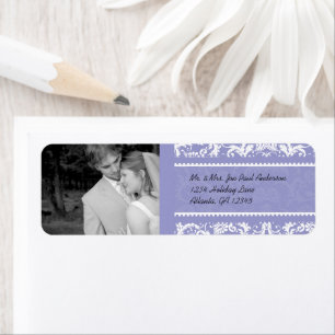 Your Photo Wedding Vintage Black Damask Label