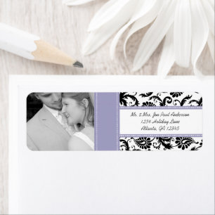 Your Photo Wedding Vintage Lavender Damask Label