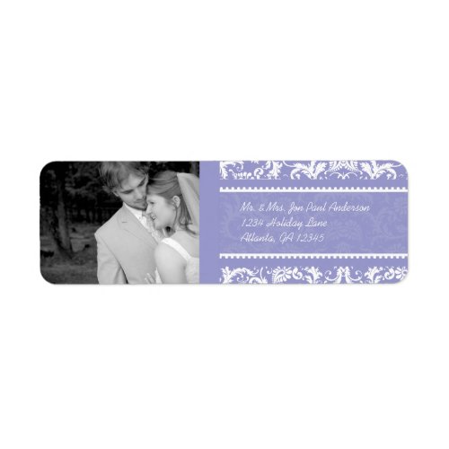 Your Photo Wedding Vintage Lilac Damask Label