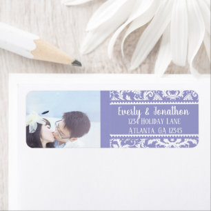 Your Photo Wedding Vintage Lilac Damask Label