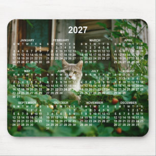 Your Photo White Numbers 2027 Calendar Mouse Pad