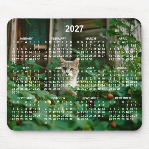 Your Photo White Numbers 2027 Calendar Mouse Pad