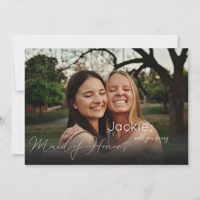 Your Photo Will U Be Maid of Honor Landscape  Invitation (Front)